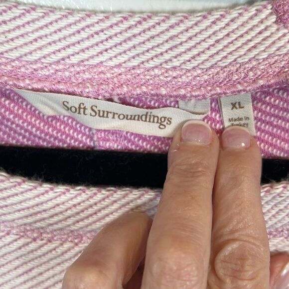 Soft Surroundings Striped Pink Cotton Shirt Size XL 2FW06 - Picture 6 of 10